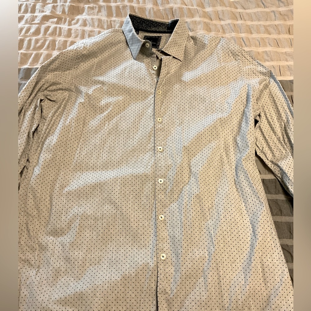 Daniel Hechter Grey With Green Dots Dress Shirt